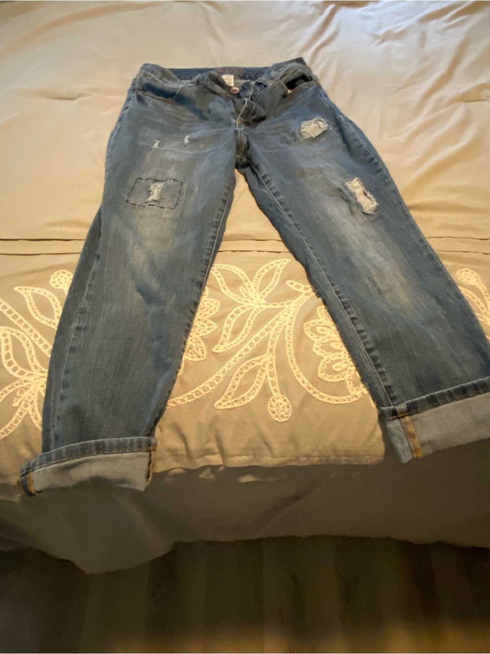 Maurices Light Blue Distressed Boyfriend Jeans